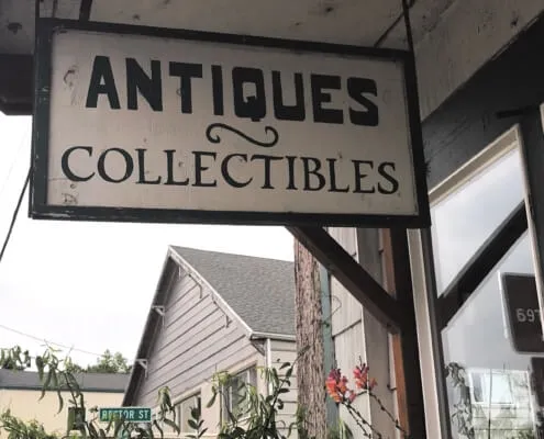 Antiques and collectibles shop sign